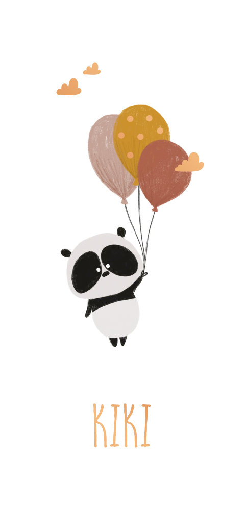 Geboortekaartje panda ballon meisje