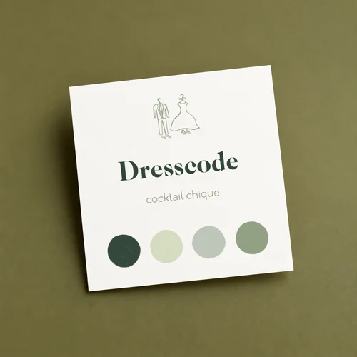Dresscodekaartjes voor bij de trouwuitnodiging