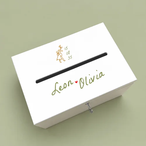 Gepersonaliseerde enveloppenkist voor de bruiloft