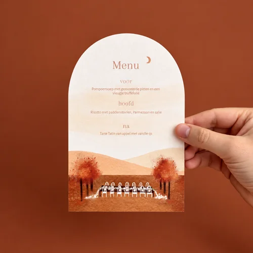 Geïllustreerde menukaarten voor het bruiloftsdiner